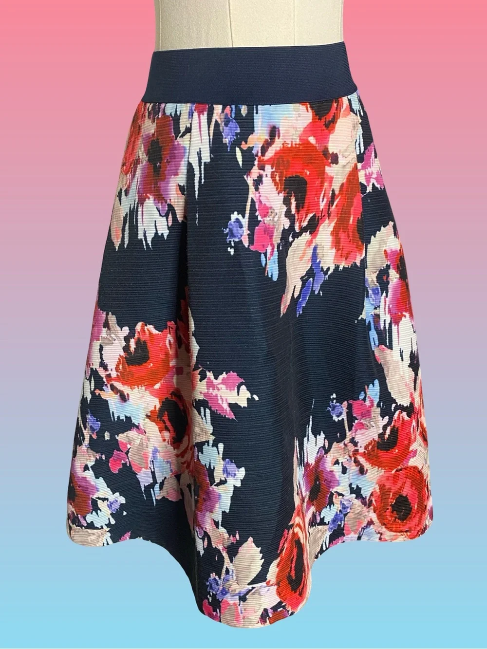 Kate Spade New York Hazy Floral Skirt Textured Pleated Fit & Flare Size 2 NWOT
